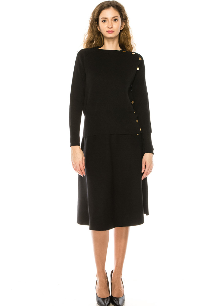 button-down midi skirt in ebony main image 1